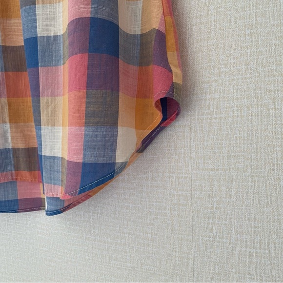 Madewell, Hilltop, Rainbow Madras Plaid, Boxy Shirt, Blue, Orange, Pink,… - Picture 11 of 14